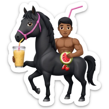 black horse character holding smoothie sticker