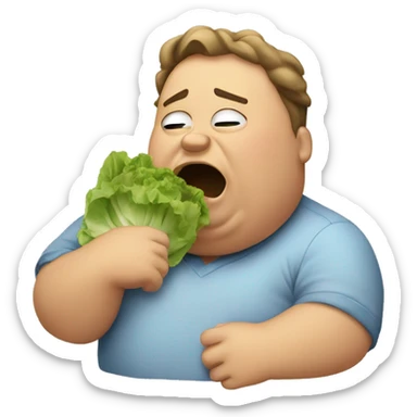 Fat dude crying eating lettuce sticker