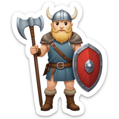 full-length Norwegian Viking with shield and axe clothed sticker