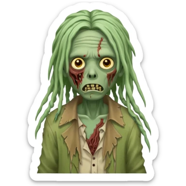 The zombie emoji with long locs sticker