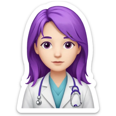 purple long haired doctor sticker