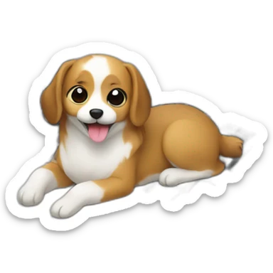 Cute corgui programming in a laptop sticker