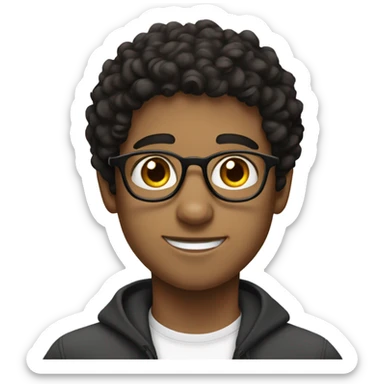 boy with dark curly short hair, glasses, white, jewish sticker