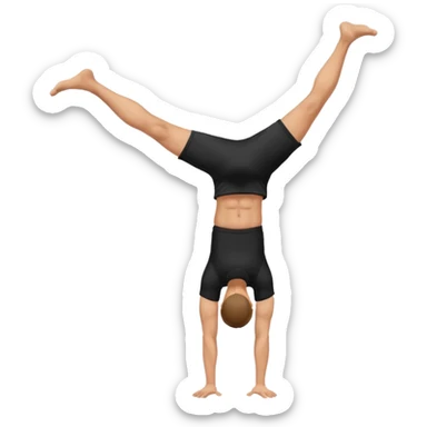 black shorts and t shirt white man one hand handstand sticker