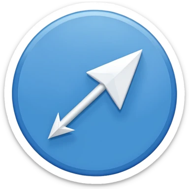 Circulo azul con una flechita adentro de color blanco sticker