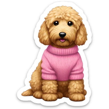 Mini golden doodle, more darker with a pink sweater sticker