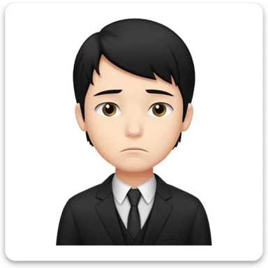 Xafa kayfiyatdagi qora soch va qora kostyum shimli bola emojisni chiqarib ber sticker