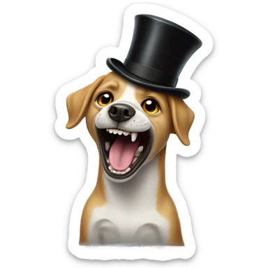 Dog with a top hat screaming to a lizard sticker