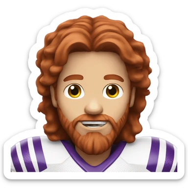 Redhead jesus playing American football wearing purple and silly face sticker