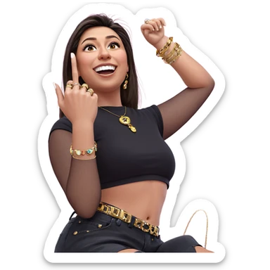 girl with jewelry on pink sticker