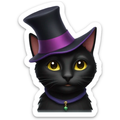 Black cat with pointy jester hat sticker