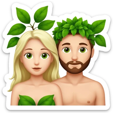 Adam and Eve covered with leaves sticker