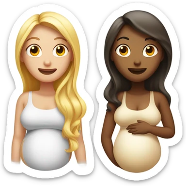 2 pregnant women talking - one white and one kinda tan sticker