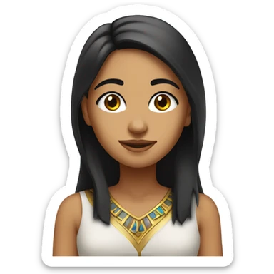 my egyptian friend maria with dark chin long hair and dark brown eyes who is a teacher and has a very friendly facial expression  sticker
