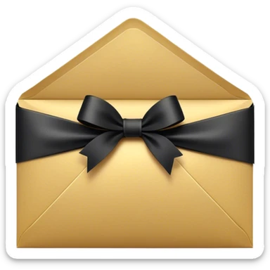 "An ornate black and gold envelope sealed with a delicate black ribbon bow and a small golden embellishment, evoking a sense of mystery and luxury." sticker