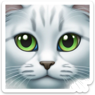 Chat blanc avec yeux vairons bleu et vert sticker
