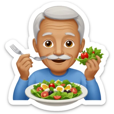 I want to create an emoji of a old  guy eating healthy food sticker