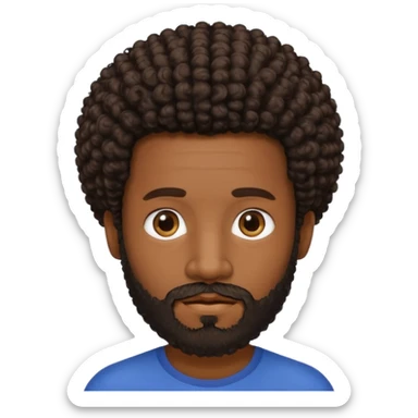 Dark brown skin man with beard and a tiny curly  Afro fade with dark dark brown eyes - beard should be a bit lighter . Not as much hair  sticker