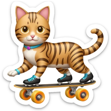 roller skater cat sticker