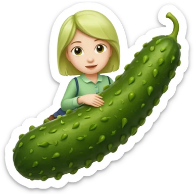Girl riding a pickle sticker