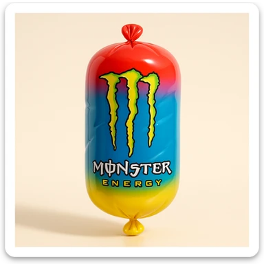 monster energy drink can, balloon style, glossy, inflated, highlights sticker