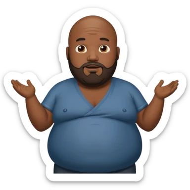 Fat black bald guy with beard shrugging sticker