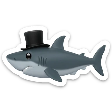 Shark with a top hat sticker