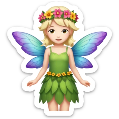 A flower fairy girl with one wing, full body display sticker