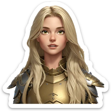 blonde girl in armor portrait sticker