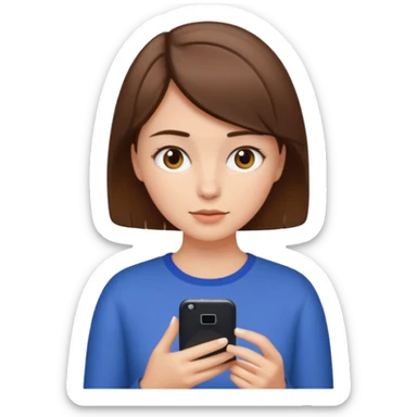 Una menina branca cabelo curto marrom usando el celular sticker