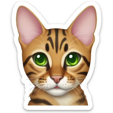 Bengal cat with green eyes and red bow sticker