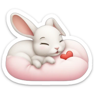 baby rabbit sleeping with heart sticker