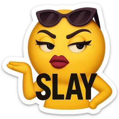 slay emoji, sassy pose, bold and stylish, no background sticker
