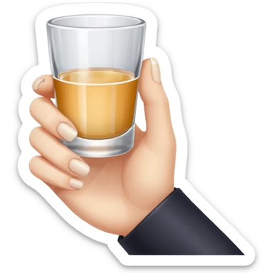 a hand holding a tiny shot glass sticker