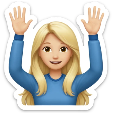 blonde female long hair saying stop smiling funny both hands up sticker