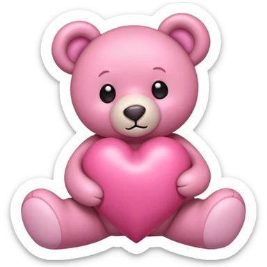 Pink heart with bear  sticker