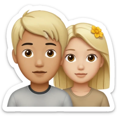 asian boy and blonde girl sticker