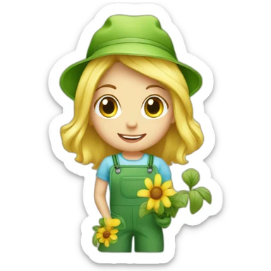 blonde gardener girl pretty sticker