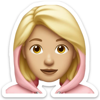 blonde girl with pastel pink hoodie sticker