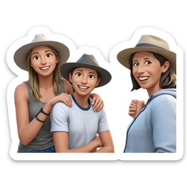smiling girl with boys outdoors sticker