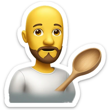 head, yellow skin, growing beard. with a wooden ladle in hand sticker
