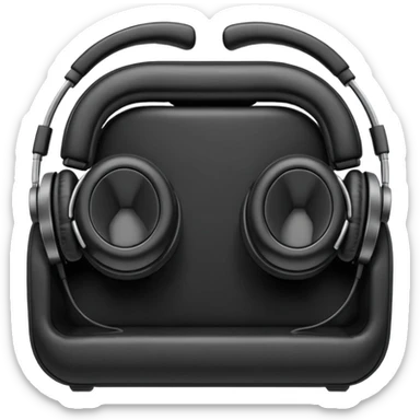 A pair of oversized headphones resting on the booth edge.
 sticker