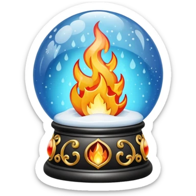 Can you make a snow globe emoji with a flame in it, gothic style sticker