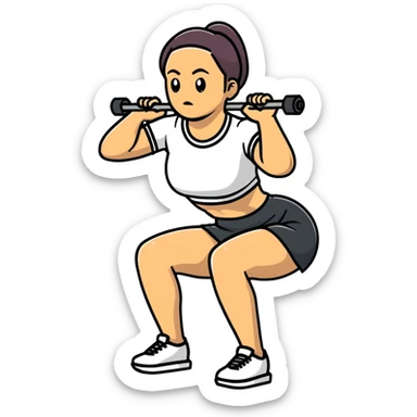 Hyper realistic woman doing squats in short skirt  sticker