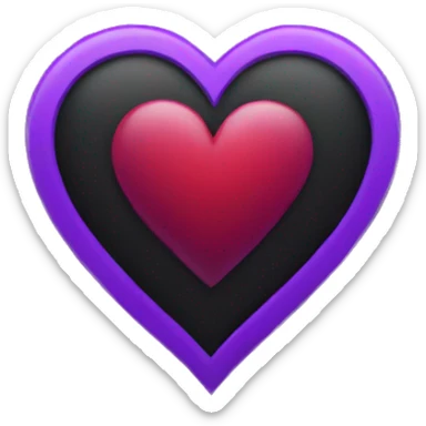 Black heart half purple heart sticker