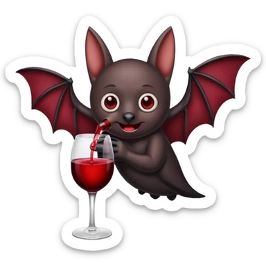 black bat drinking wine sticker