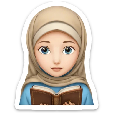 Turkish blonde heart design Hijabi girl with blue eyes and beautiful finish reading quran sticker