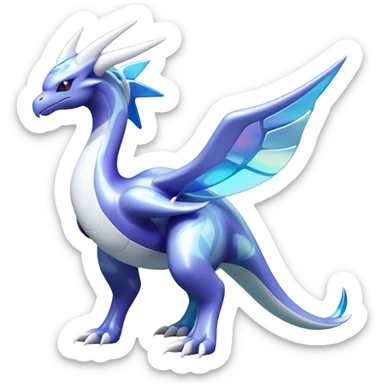 Shiny modern lugia-dialga-suicune-hybrid, marbled glass markings, full body sticker