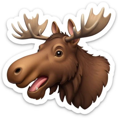 A high-resolution digital illustration of a young moose in a clean, semi-realistic style. The young moose is shown facing sideways head tilted  sticker