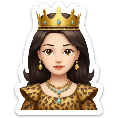 Queen wearing a bark-patterned dress sticker